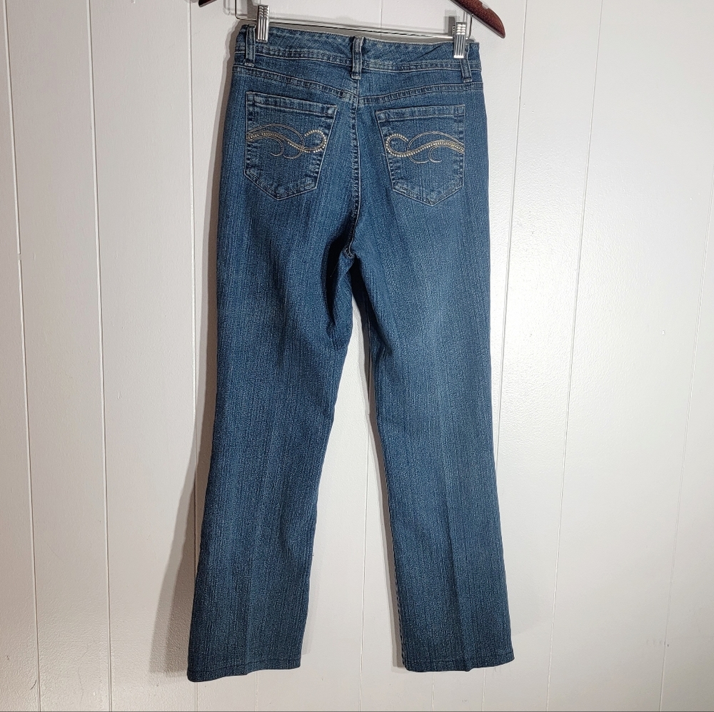 4/$20 Hannah Midrise Straight Leg Gold Pocket Accent Jeans Size 6